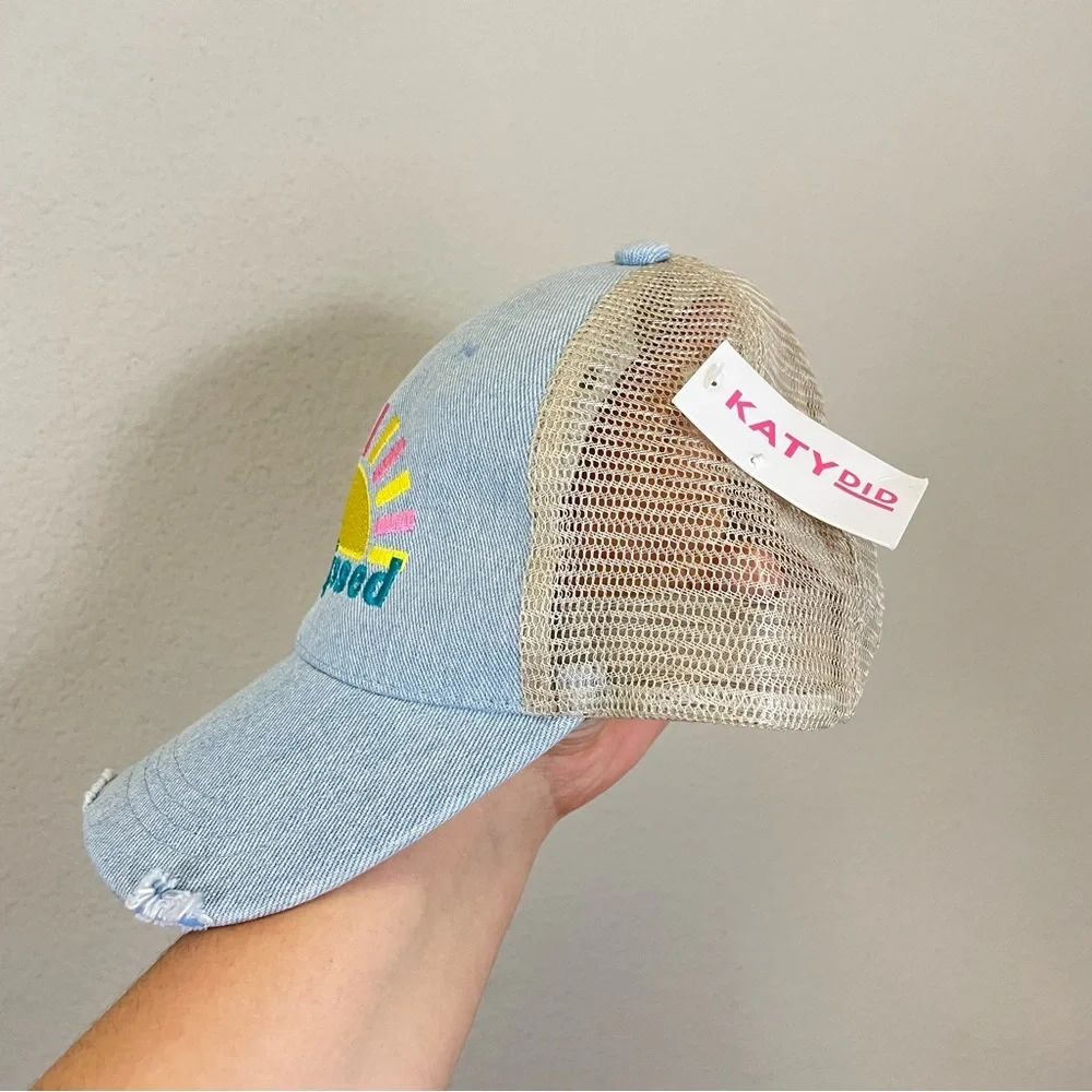 Katydid Sunkissed Embroidered Denim Trucker‎ Hat NWT